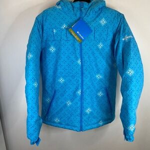 Columbia Omni-Shield Girls' Jacket Water‎ Resistant Patterned Blue NWT